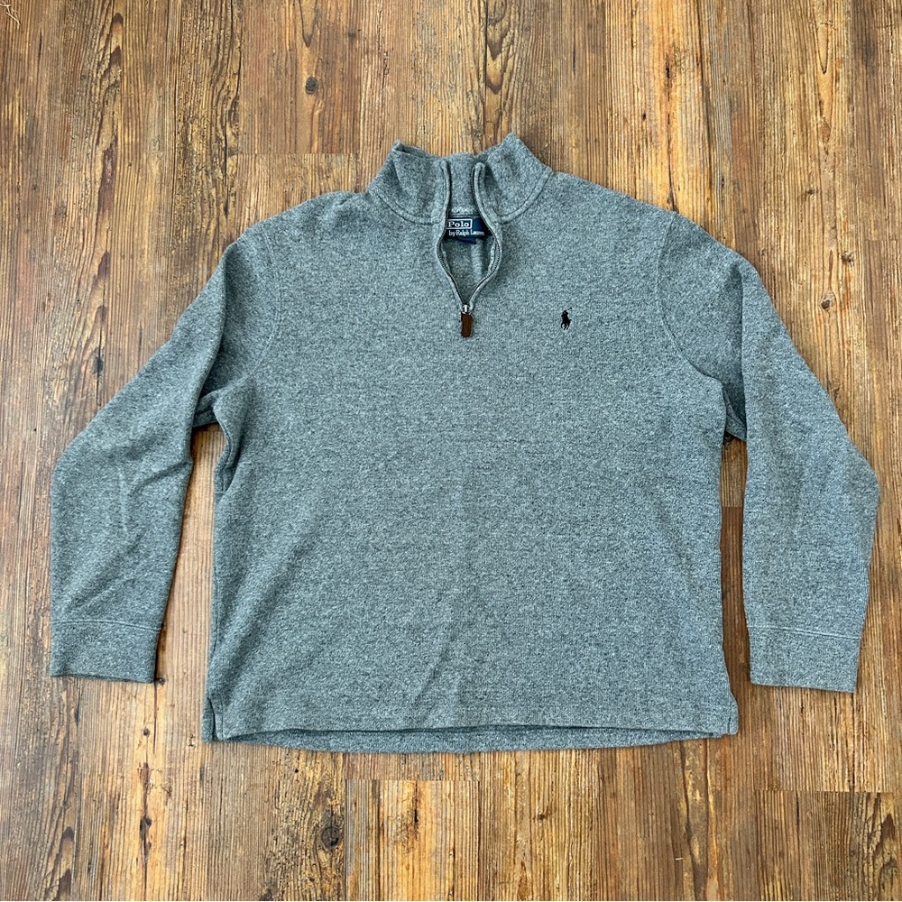 Polo Ralph Lauren Quarter Zip Pullover Sweater Extra Large Gray Cotton 1/4 XL